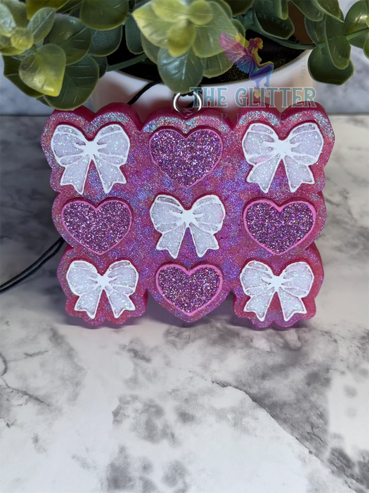 Hearts and Bows Freshie in Caramel Sugar Cookie